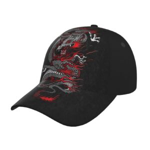 Red Dragon Hats Women Men Dragon Baseball Hat Unisex Packable Summer Travel Beach Sun Hat