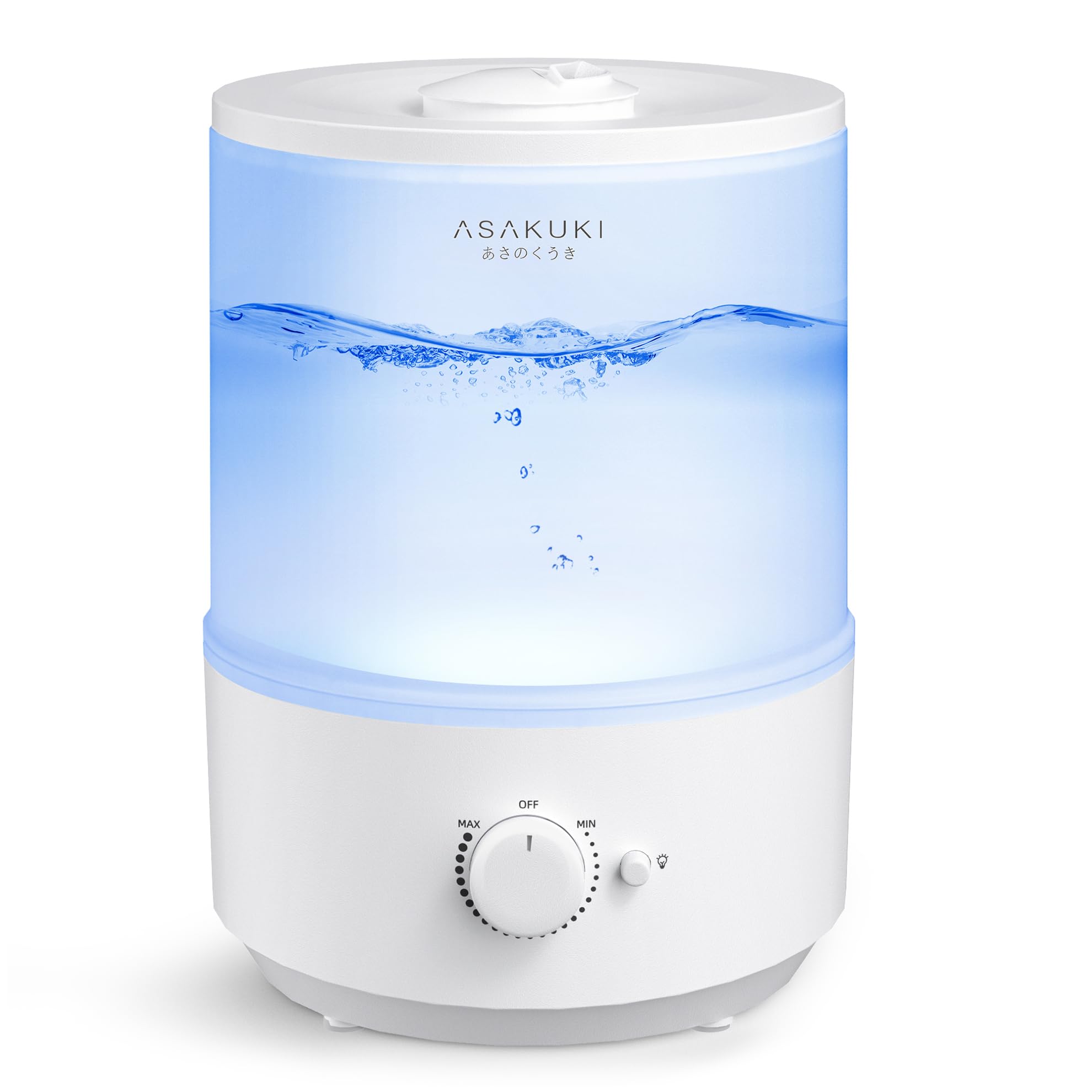 ASAKUKI Humidifiers for Bedroom, 3L Top Fill Cool Mist Humidifiers for Baby Nursery & Plants, 3-IN-1 Quiet Air Humidifier, Oil Diffuser & Night Light for Large Room Home, Auto Shut-off, BPA-Free, 30H