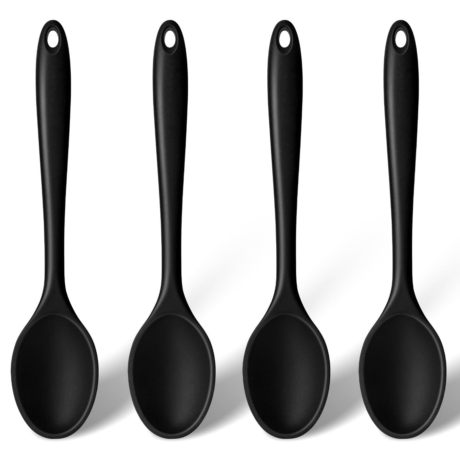 HAKSEN 4PCS Large Silicone Spoons, Nonstick Heat Resistant Spoons Kitchen Cooking Spoon for Mixing Cooking Baking Stirring