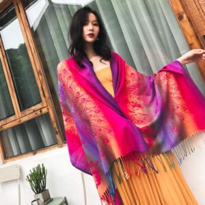 Fashion Women's Silk Scarf Luxury Satin Shawl Wraps pink