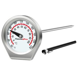 thermopro dial instant read meat thermometer for cooking, grill food thermometer with glass lens, portable kitchen thermometer with 5'' stainless steel probe for liquid, steak, turkey temp checking