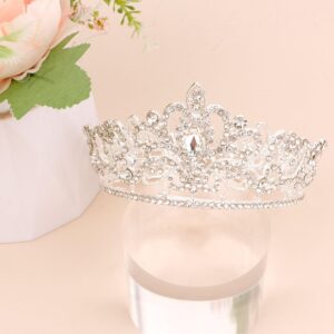 Wecoe Small Silver Crown Tiara Flower Bouquets Accessories Mini Crown Birthday Princess Crown Cake Decorations Wedding Hair Accessories Ornaments Gifts