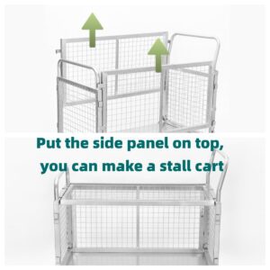 Platform Truck Cart with Cage Heavy-Duty Hand Cart 1600 lb Capacity Commercial Multi-Use Silent Durable Wheels Easy to Clean for Industrial Warehouse Supermarket Medical Facilities