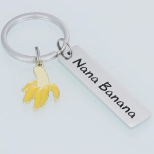 HUTIMY Nana Banana Gifts Keychains for Women Grandma Birthday Unique from Granddaughter Grandkids Bana Banana Keychain