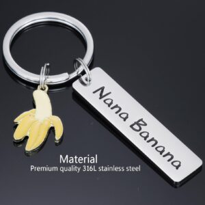 HUTIMY Nana Banana Gifts Keychains for Women Grandma Birthday Unique from Granddaughter Grandkids Bana Banana Keychain