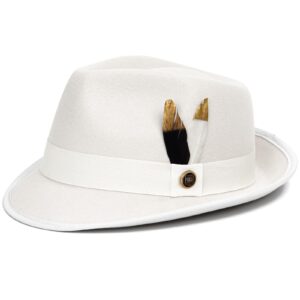 fadachy fedora hats for men & women short brim felt hat trilby fedora with feather panama dress hat white fedora m-l