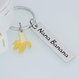 HUTIMY Nana Banana Gifts Keychains for Women Grandma Birthday Unique from Granddaughter Grandkids Bana Banana Keychain