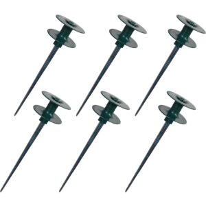 hourleey 6 pack garden hose guide spike, 10 inch rustproof zinc sturdy metal stake, heavy duty spin top, keeps garden hose out of flower beds for plant protection