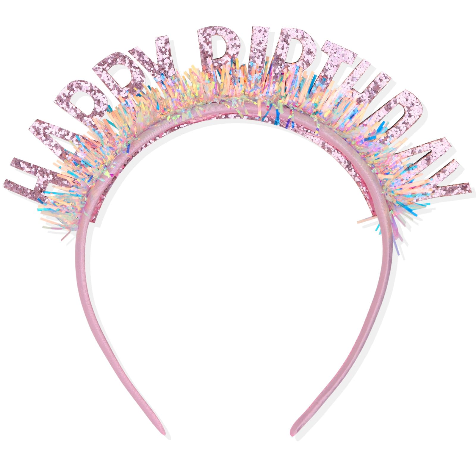 CIEHER Birthday Tiara, Birthday Headband for Women and Girls, Happy Birthday Decorations and Gifts - Pink