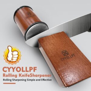 Rolling Knife Sharpener,CYYOLLPF Upgraded Knife Sharpener Industry Diamond Knife Sharpening Tool Rolling Knife Sharpener Kit with 15 and 20 Degree Magnetic Angle Base for Kitchen Knives