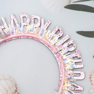 CIEHER Birthday Tiara, Birthday Headband for Women and Girls, Happy Birthday Decorations and Gifts - Pink