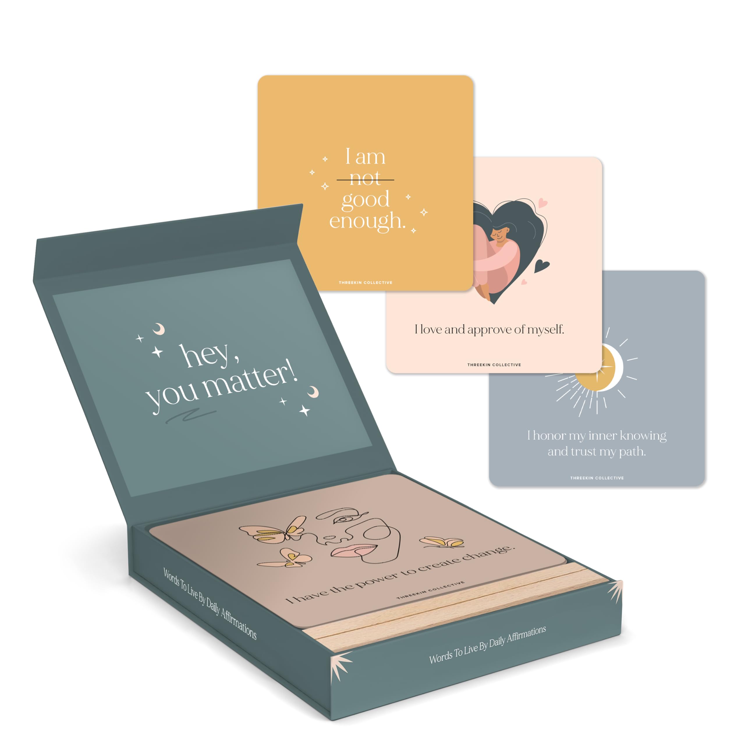 ThreeKin Affirmation Cards for Mama - 30 Inspirational Cards with Positive Affirmations for Self Care and Stress Relief, After Birth Gifts for Mom