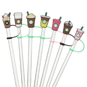 KEUYE Straw Cover Compatible With Starbucks Cup, 7Pcs Reusable Drinking Straw Cover, Splash Proof Straw Cover Cap, Straw Covers Cap for Tumbles,Cups Accessories (7-8MM-7PCS).