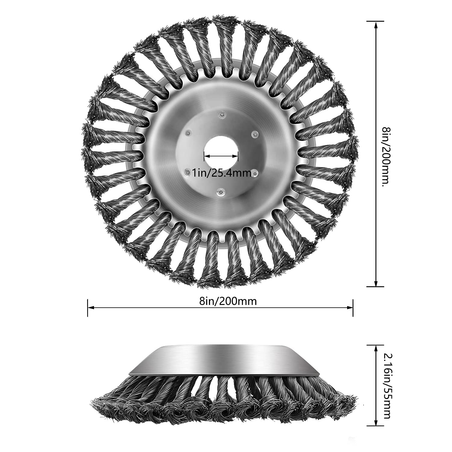 Darohz 8 Inch Weed Wacker Attachments Heads,Steel Wire Rotary Brush Cutter Trimmer Head Weed Blade, Universal Adapter Kits,Lightweight Gardening Lawnmower, Moss Grass Rust Removal