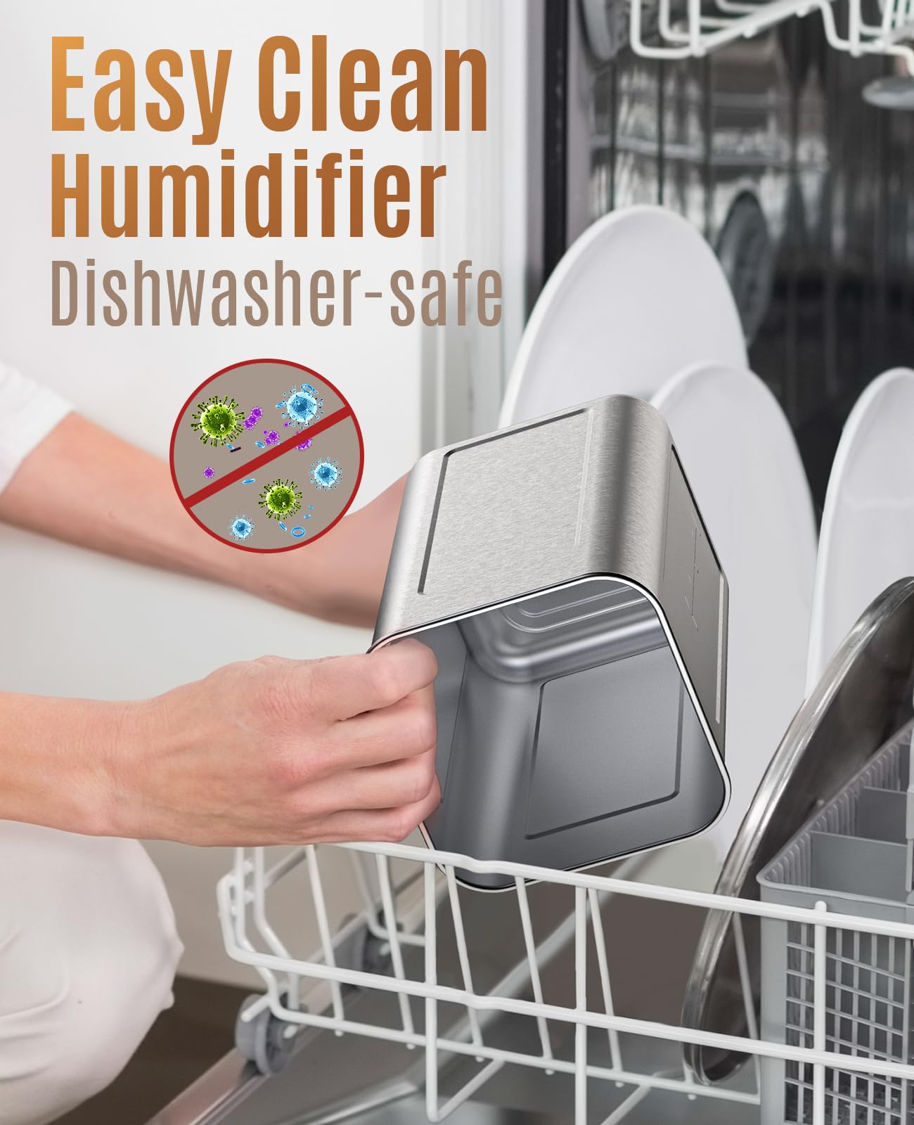 Stainless Steel Humidifier, Easy to Clean Humidifier, Dishwasher Safe Humidifiers, Cool Mist Humidifiers for Bedroom