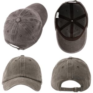 MEINICY 3 Pack Washed Plain Baseball Cap, Retro Adjustable Dad Hats Gift for Men/Women,Unstructured/Cotton(Black + Navy Blue+ Brown)