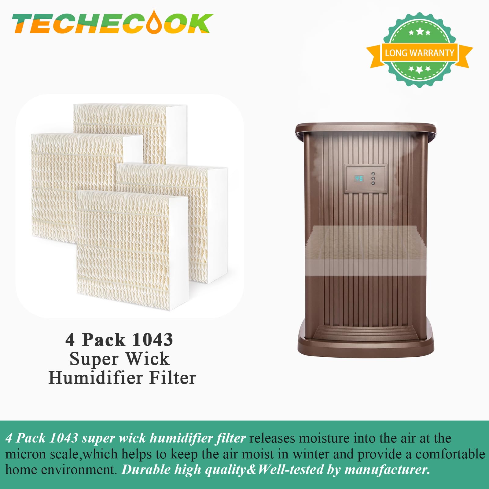 1043 Super Humidifier Wick Filters (4 Pack) Replacement for Essick AirCare Evaporative Humidifiers EP9500 EP9700 EP9800 831000 821000 826000 826800 and Bemis Space Saver 800 8000 Series Humidifiers