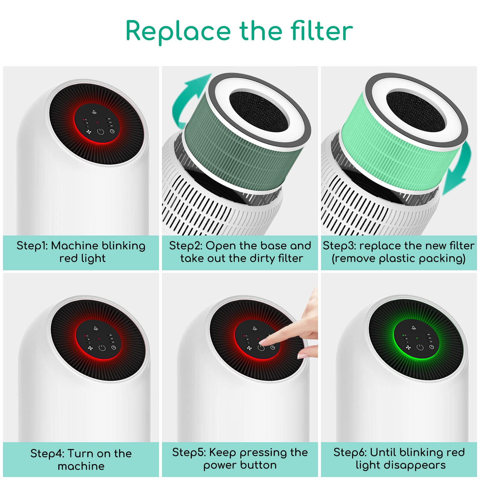 Afloia Air Purifiers for Home Large Room Fillo White, Afloia Antibacterial Efficient Replacement Filter