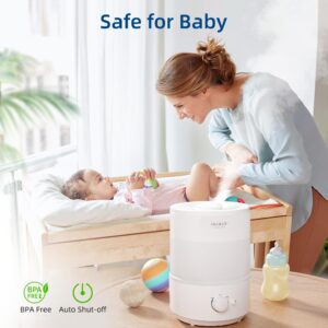 ASAKUKI Humidifiers for Bedroom, 3L Top Fill Cool Mist Humidifiers for Baby Nursery & Plants, 3-IN-1 Quiet Air Humidifier, Oil Diffuser & Night Light for Large Room Home, Auto Shut-off, BPA-Free, 30H