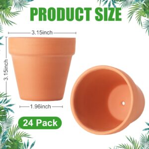 Baxrou Terra Cotta Pots, 24 Pack 3.15 Inch Mini Clay Pots with Drainage Holes,Cactus Flower Nursery Terracotta Pots for Indoor/Outdoor Succulent Plants, Crafts, Wedding Favor