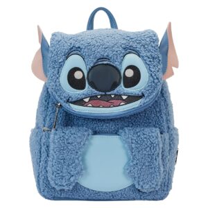 loungefly disney stitch plush sherpa mini backpack