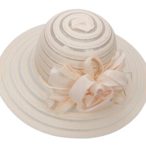 Eohak Women Organza Church Hat Wedding Hat - Derby Fascinator Hat Tea Party Church Bridal Flower Hat Beige