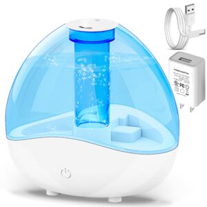 ultrasonic cool mist humidifier for bedroom, quiet air humidifier for baby home plant nursery desk office small room with 360° nozzle rotation 1.5l water tank & auto shut-off and night light