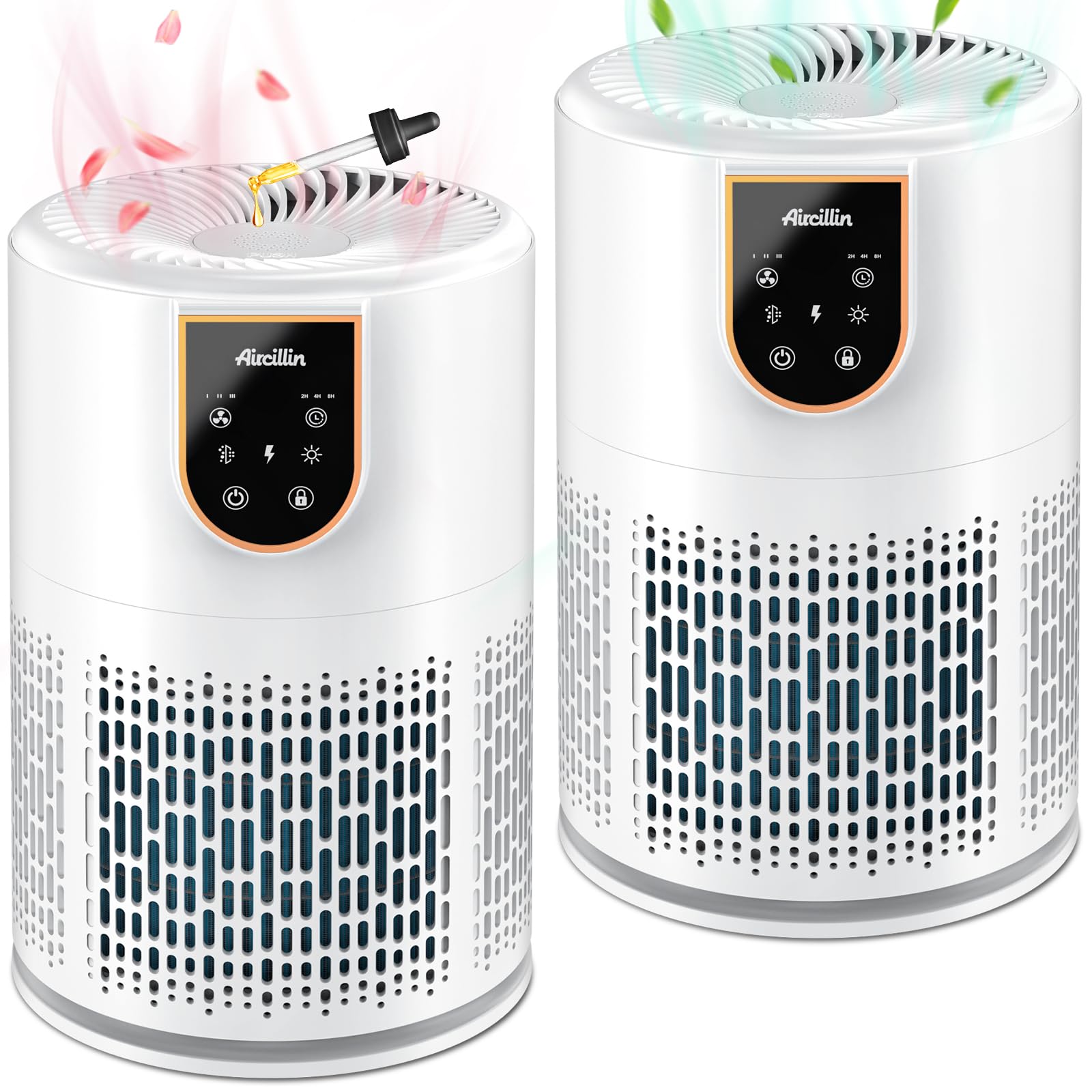 2 Pack Air Purifiers for Home Bedroom, H13 True HEPA Air Purifiers for Home Large Room with Fragrance Sponge, Air Cleaner Removes 99.9% of Mold, Dust, Smoke, Odor, Pets Dander, AP0801