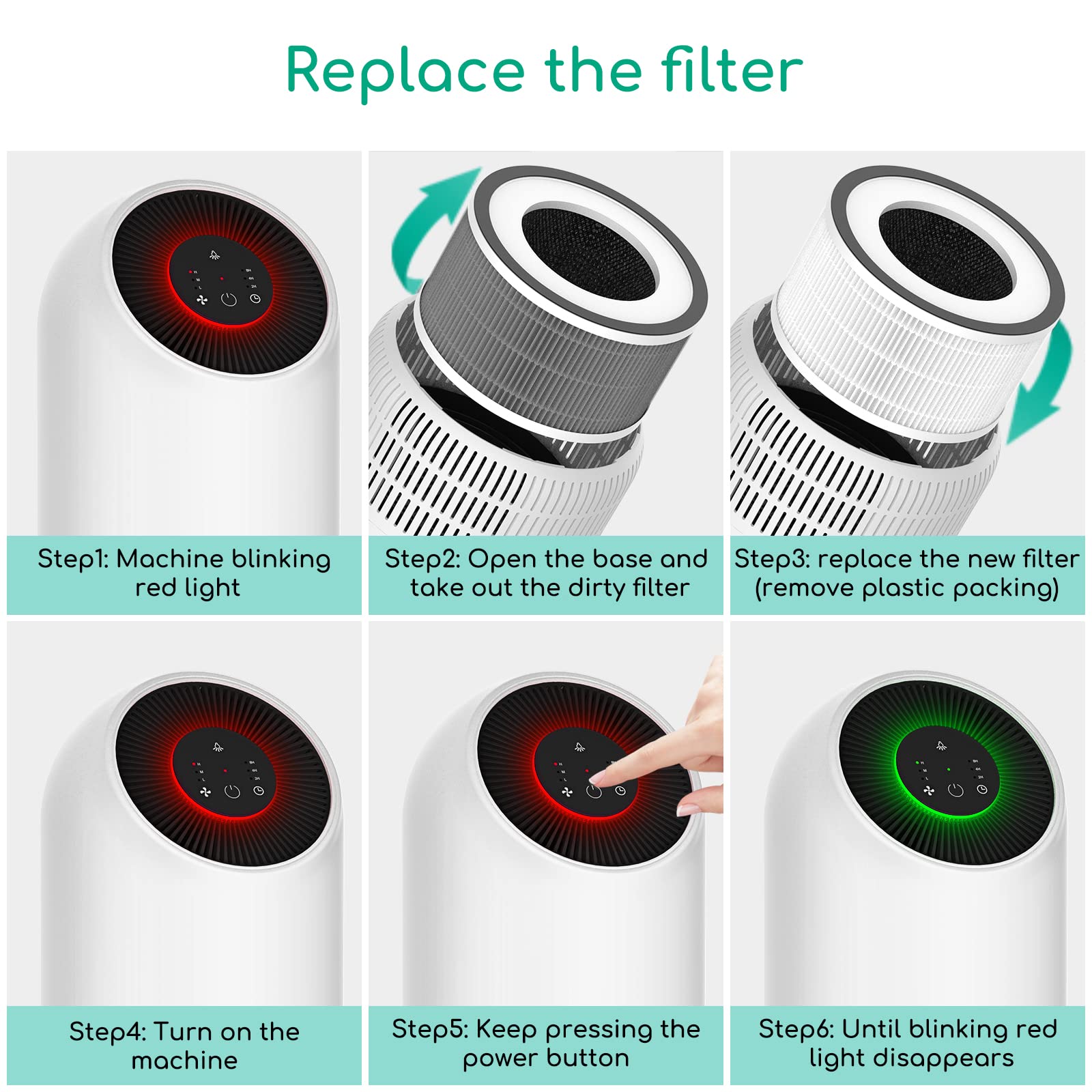 Afloia Air Purifiers for Home Large Room Fiilo White, Afloia Washable & Removable Pet Efficient Replacement Filter