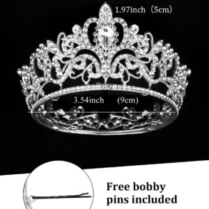 Wecoe Small Silver Crown Tiara Flower Bouquets Accessories Mini Crown Birthday Princess Crown Cake Decorations Wedding Hair Accessories Ornaments Gifts