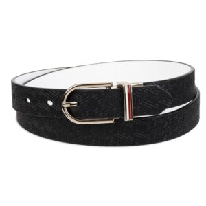 Tommy Hilfiger Women's Two-in-One Reversible Casual Belt for Jeans, Trousers and Dresses, White/Black, Medium