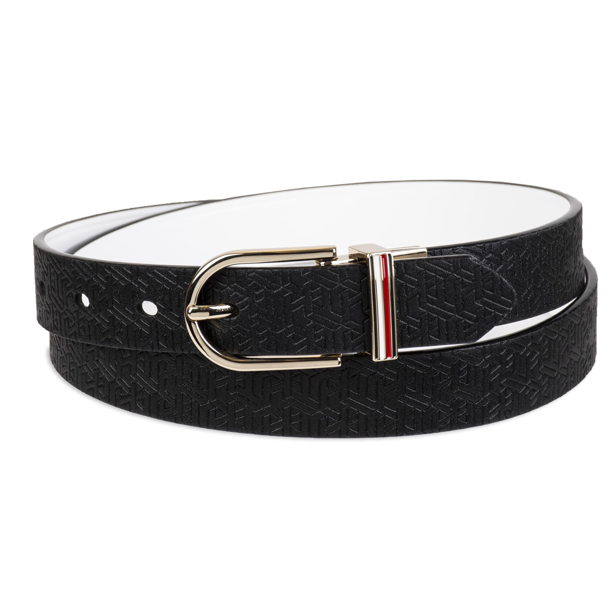 Tommy Hilfiger Women's Two-in-One Reversible Casual Belt for Jeans, Trousers and Dresses, White/Black, Medium