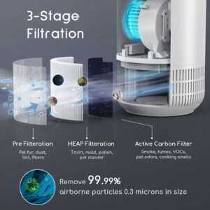 Afloia Air Purifiers for Home Large Room Fiilo White, Afloia Washable & Removable Pet Efficient Replacement Filter