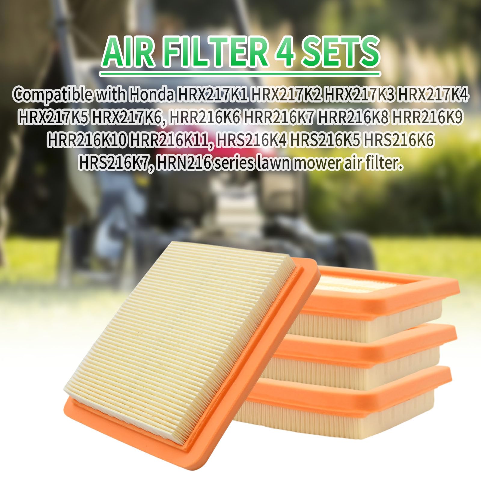 17211-Z8B-901 Air Filter Replacement for Honda GCV160A0 GCV160LA1 GC190LA GCV190LA Engine Harmony II HRR216 HRB216 HRN216 HRB217 HRC216 HRS216 Walk Behind Mower (Pack of 4)