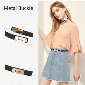 ANHAISHUILV Women's Skinny Leather Belt with Adjustable Golden Turn-Lock Buckle - Ideal for Dresses, Jeans, and Coats