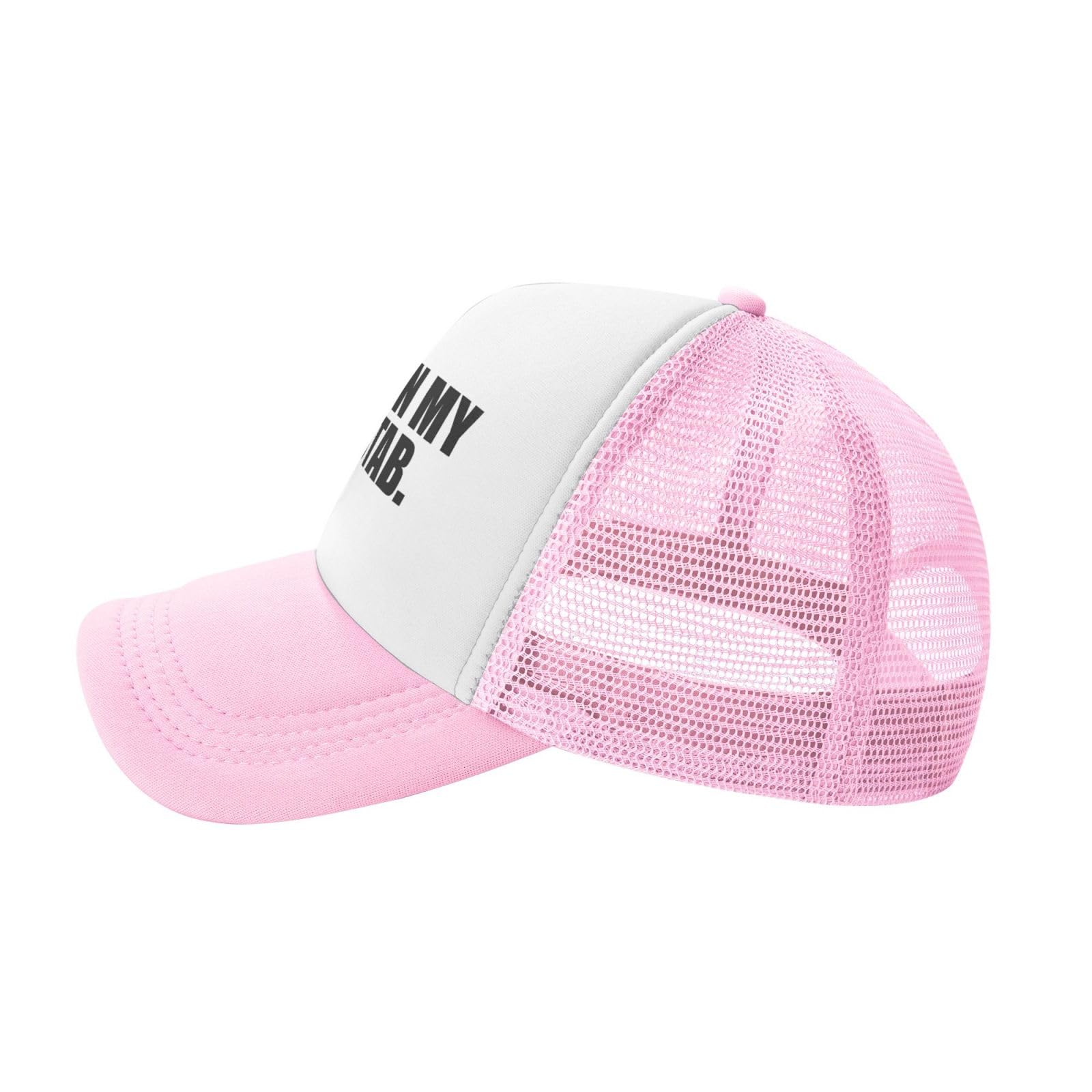 Put It On My Dad's Tab Trucker Hat Unisex Adult Hats Adjustable Cap for Men and Women Classic Fishing Caps Pink