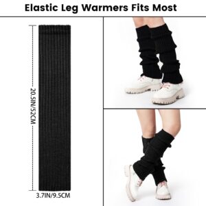 Clothirily Leg Warmers - Fashion Knit Neon Leg Warmers for Women 80s Sports Party Yoga Accessories 2 Pairs, Black