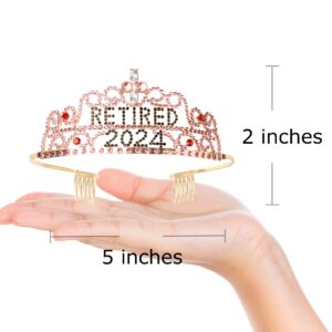 2024 Retirement Tiara & Sash - Officially Retired Sash & Crown for Parties, Events, Gifts, Favors, and Decorations (Pink)