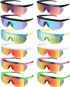 kanayu 12 pairs neon retro semi rimless sunglasses 80s 90s sunglasses goggle style retro rave shades glasses sports sunglasses for men women adult youth teens