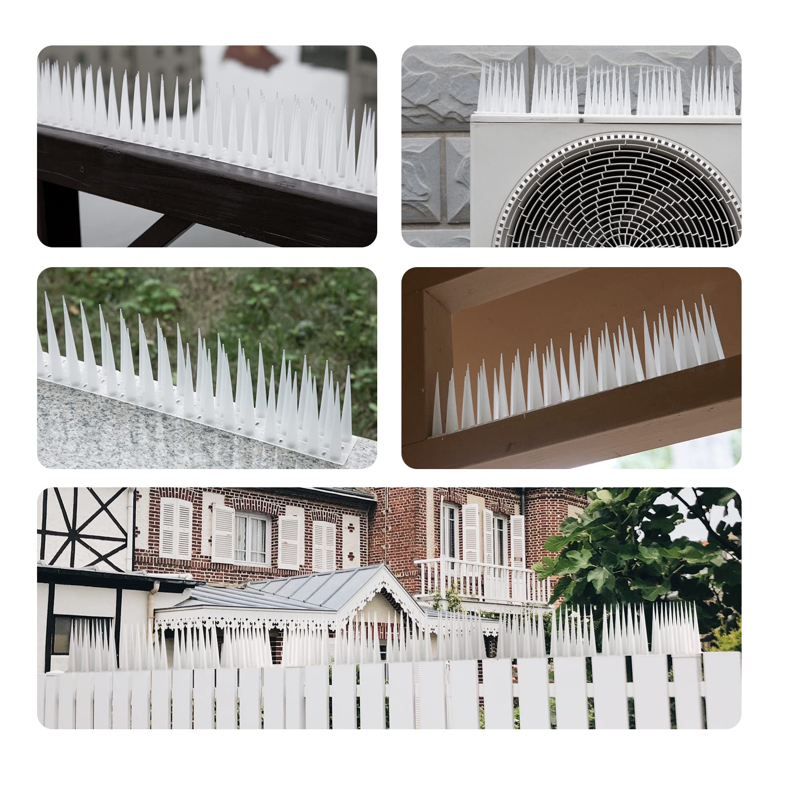 OFFO Bird Spikes Pigeon Outdoor Deterrent Spikes for Cat Keep Birds Raccoon Woodpecker Away Covers 4 Feet(1.2m), Frosted White