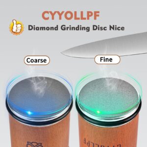 Rolling Knife Sharpener,CYYOLLPF Upgraded Knife Sharpener Industry Diamond Knife Sharpening Tool Rolling Knife Sharpener Kit with 15 and 20 Degree Magnetic Angle Base for Kitchen Knives