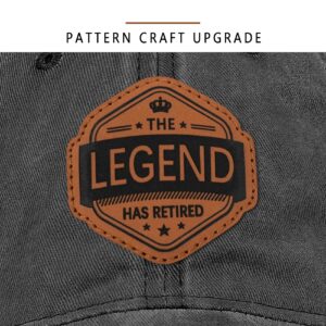 Retired Hat Retirement Gifts for Men Women The Legend Has Retired Leather Pattern 100% Cotton Baseball Cap