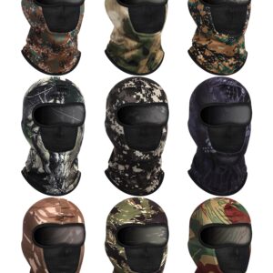 SATINIOR 9 Pieces Balaclava Ski Mask Cover Breathable Sun Dust Protection Full Face Cover for Winter Outdoor Activities(Medium,Novel Camouflage)