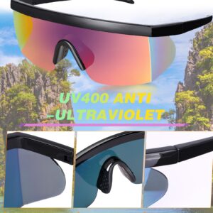 Kanayu 12 Pairs Neon Retro Semi Rimless Sunglasses 80s 90s Sunglasses Goggle Style Retro Rave Shades Glasses Sports Sunglasses for Men Women Adult Youth Teens