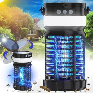 solar bug zapper outdoor, mosquito zapper, electric fly zapper, cordless & rechargeable mosquito killer, waterproof fly traps for home garden patio backyard camping (1,black)