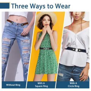 【4 Pcs】No Buckle Stretch Belt for Women and Men Elastic Waist Belt Invisible Belts for Jeans Pants (4Pcs Set A, L-XXL:Waist Size 32''-49'')