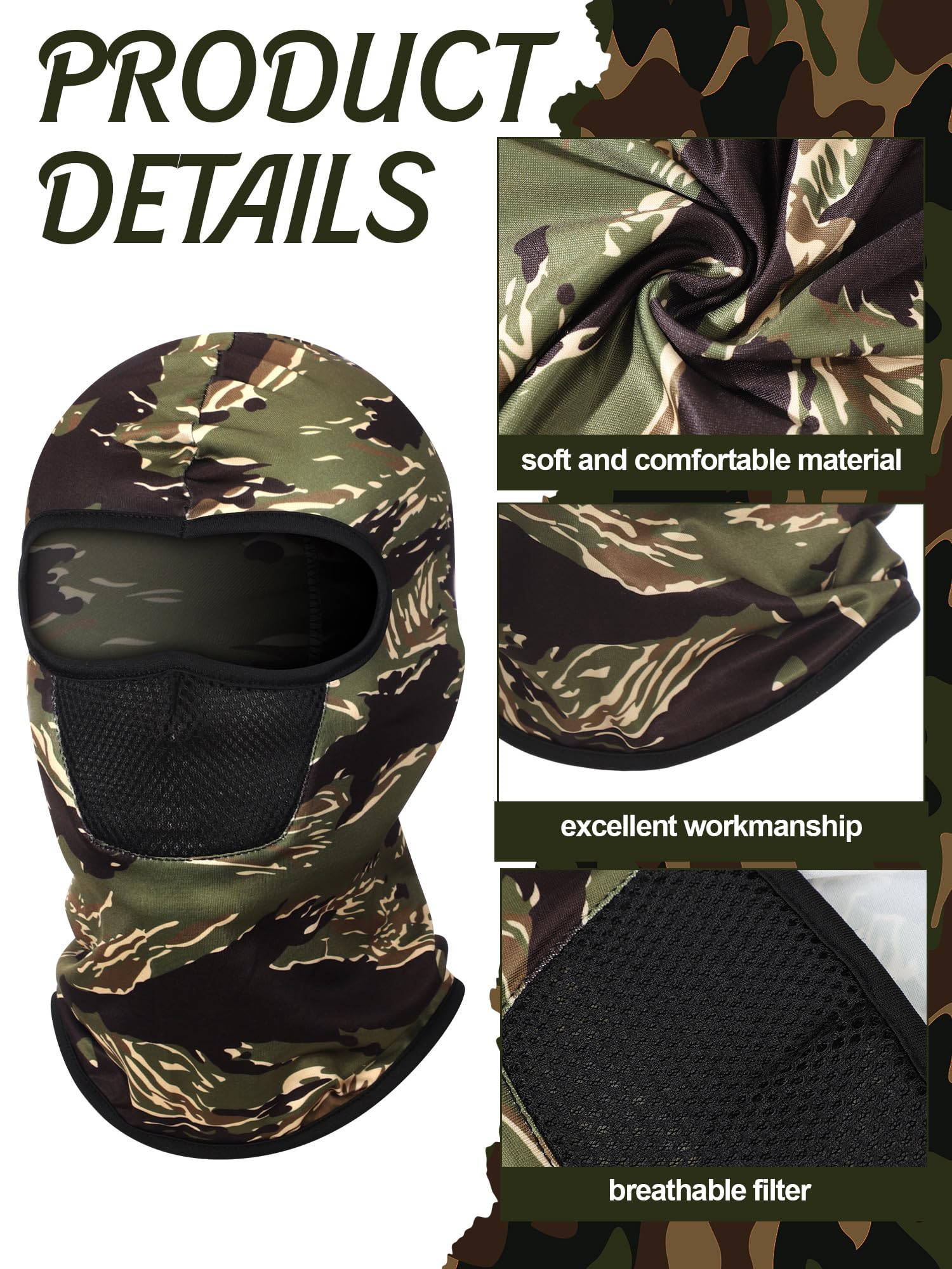 SATINIOR 9 Pieces Balaclava Ski Mask Cover Breathable Sun Dust Protection Full Face Cover for Winter Outdoor Activities(Medium,Novel Camouflage)