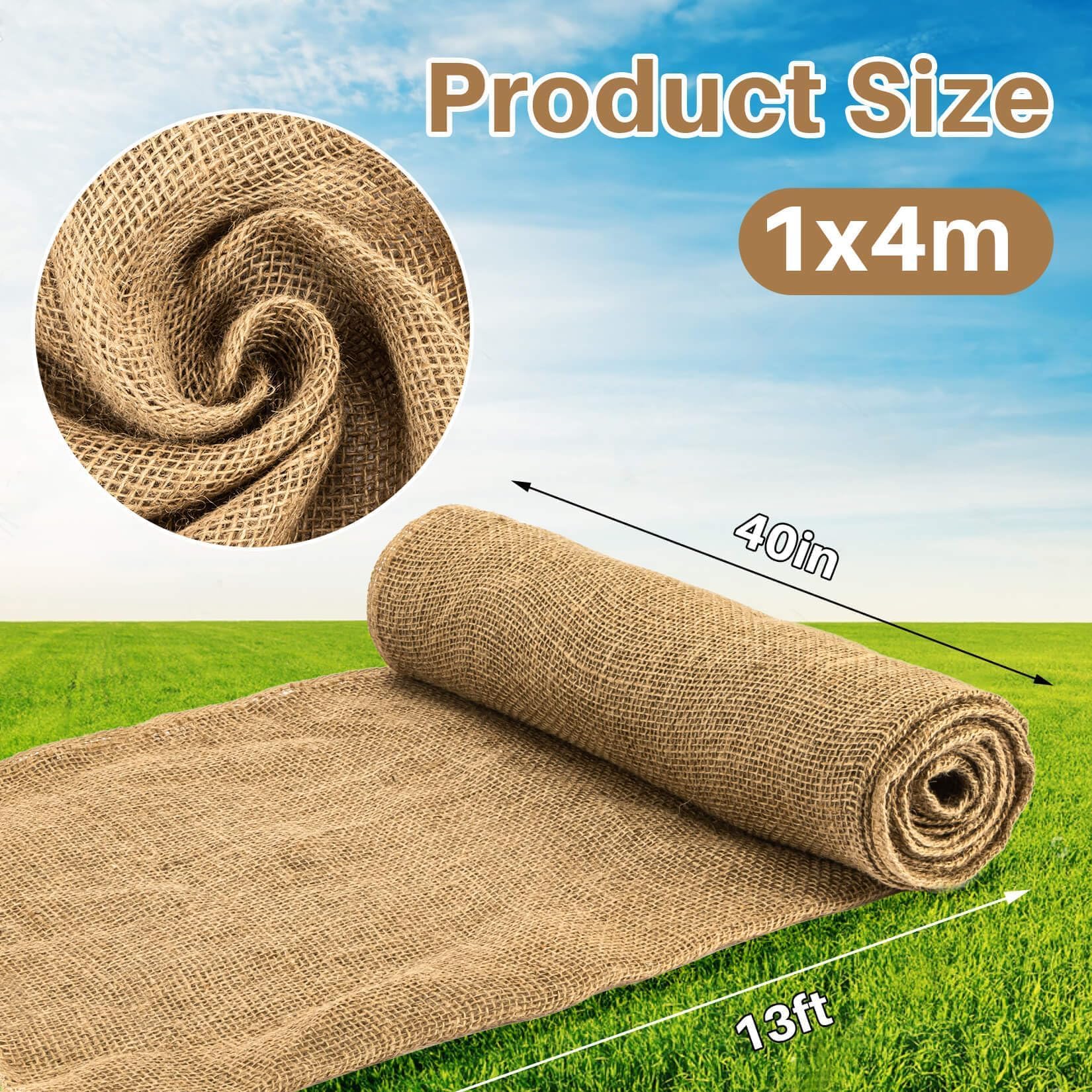 MAQIHAN Burlap Fabric Roll - Garden Burlap Fabric Roll 40" X 13 Feet Natural Burlap Material Fabric Roll Trees Fabric Burlap Tree Wrap Outdoor Plant Jute Fabric Burlap Rolls for Crafts Gardening Decor