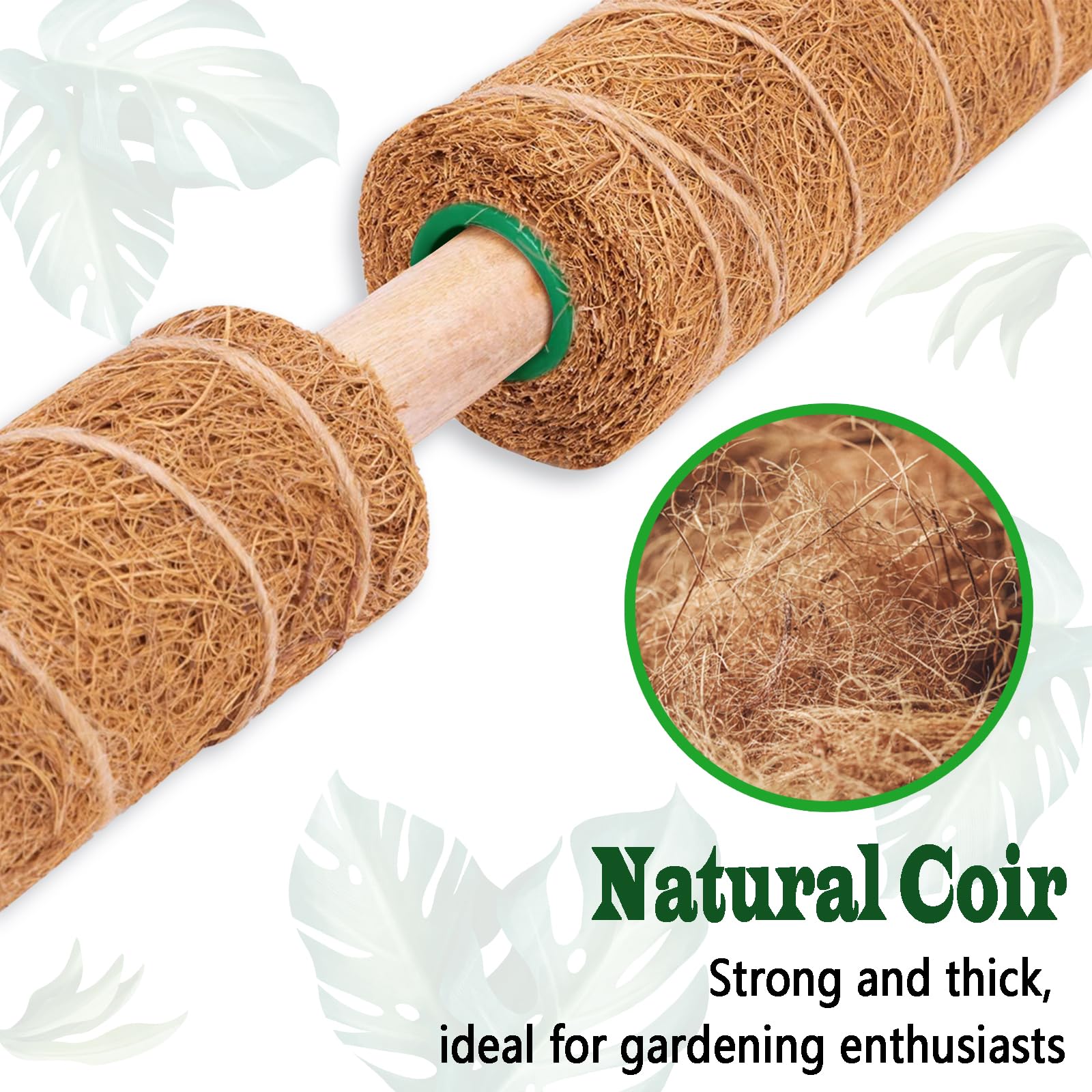 2 Pack 17 Inch Moss Pole, Stackable Moss Poles for Climbing Plants Monstera, Tall Plant Sticks Accessories, Large Coir Plant Support Stakes for Potted Plants Indoor, Pothos, Philodendron