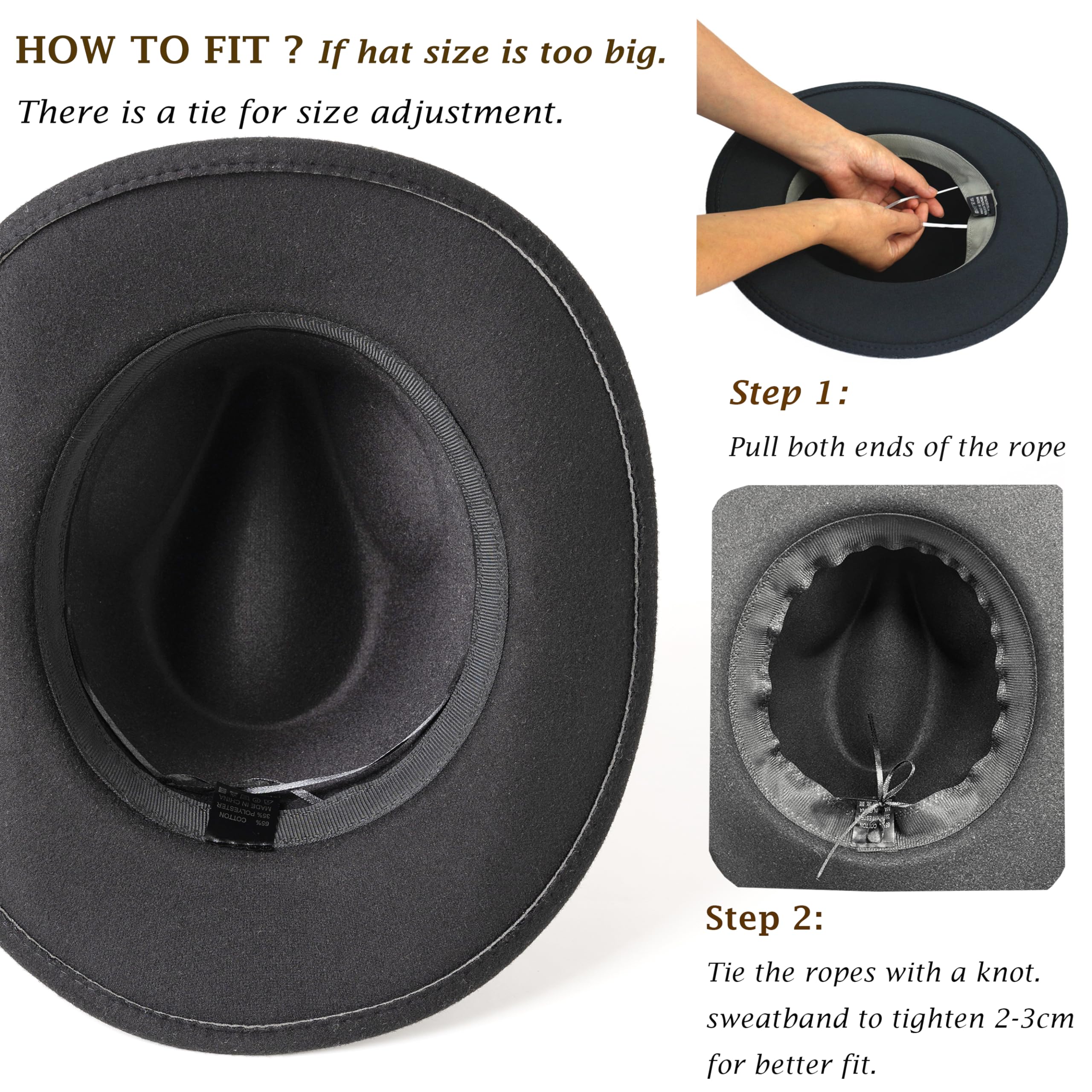 HUDANHUWEI Shiny Rhinestone Cowgirl Hat Bling Wide Brim Cowboy Hat Party Classic Black